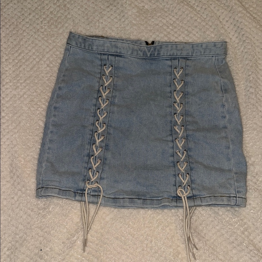 Denim Lace-Up Skirt